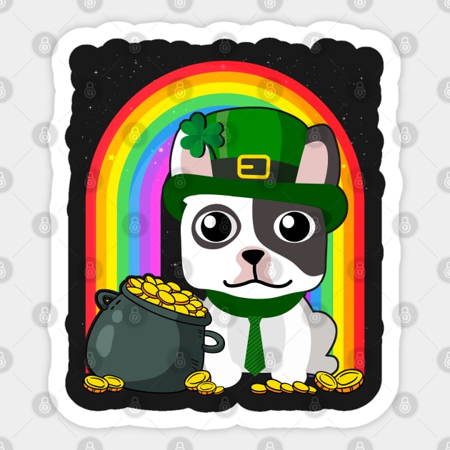 French Bulldog Rainbow Irish Clover St Patrick Day Dog Gift product Sticker by theodoros20